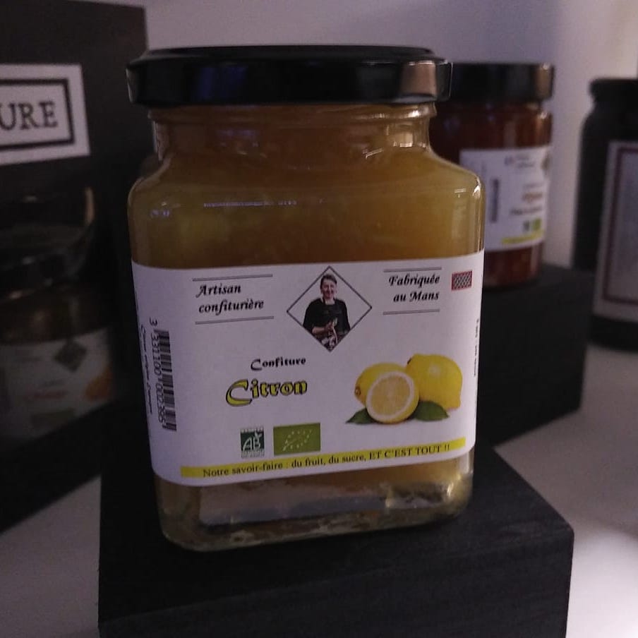 Pot de confiture bio citron La Ferme de la Métairie - Artisan Confiturière au Mans