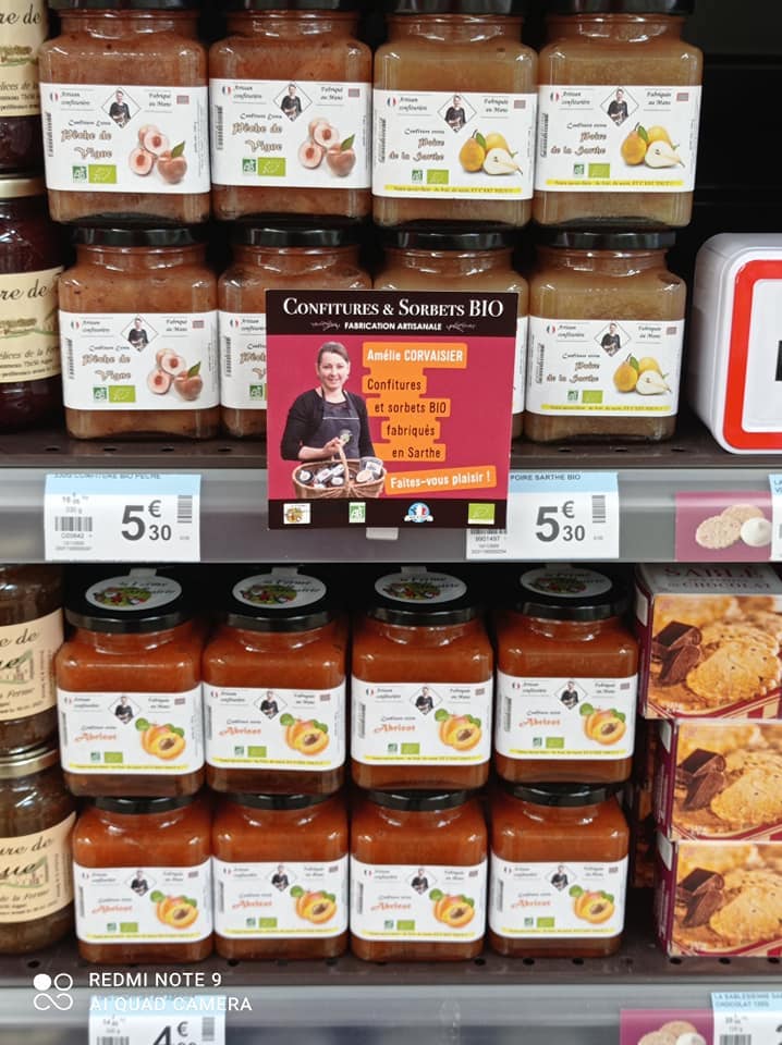 Rayon confitures et sorbets bio La Ferme de la Métairie en magasin - Amélie Corvaisier